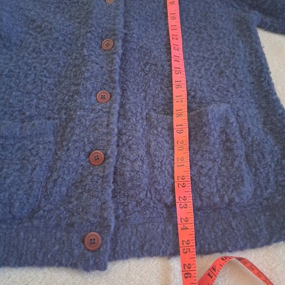 Bloomingdale's Studio Vintage Women's M Blue Boucle Knit Wool Blend Cardigan - Picture 10 of 11